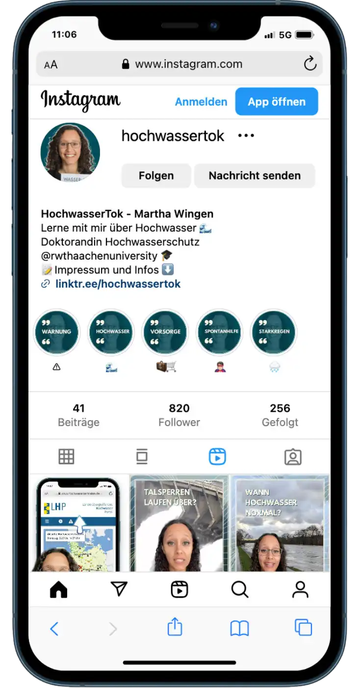 Hochwassertok auf Instagram